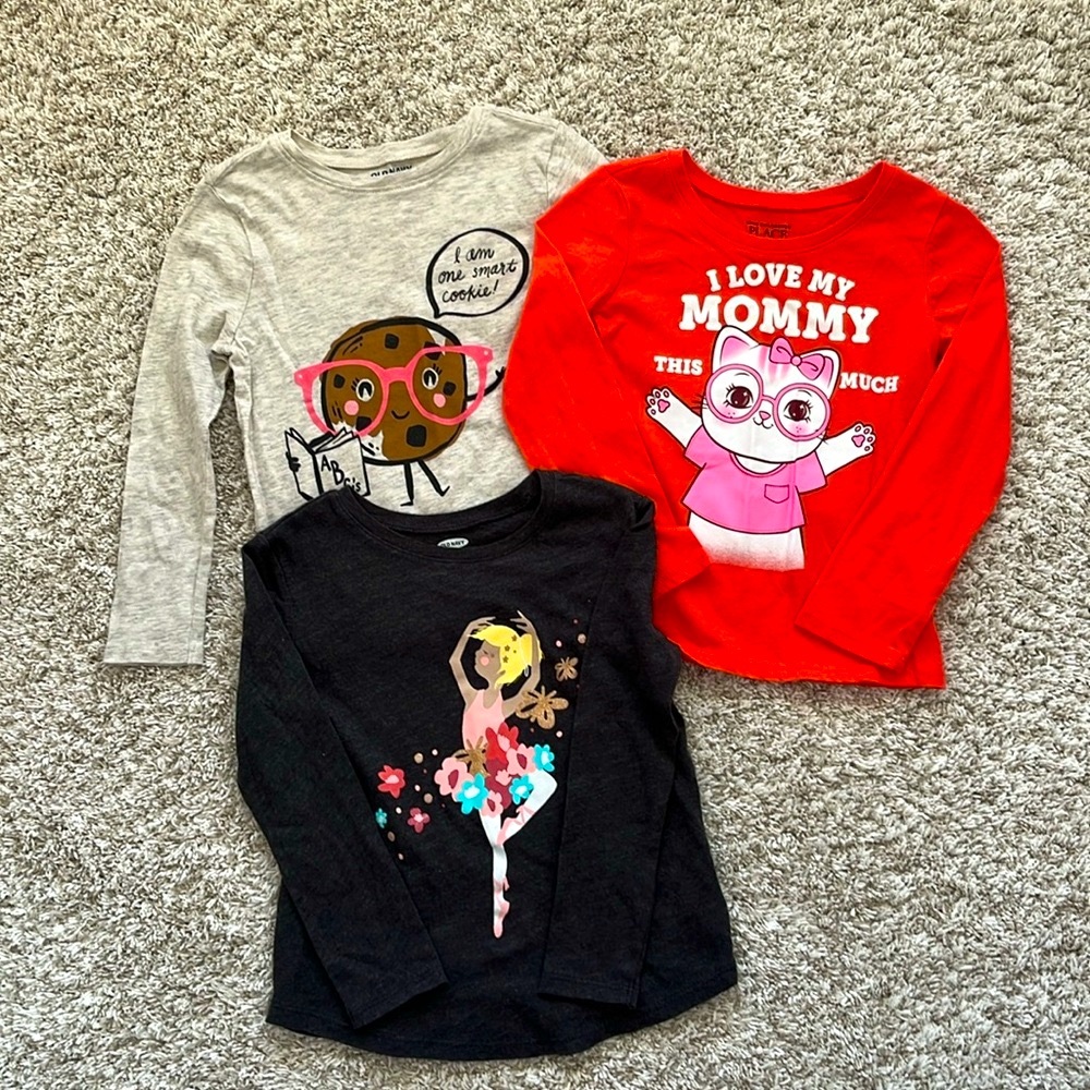 Old Navy/The Children’s Place toddler girl long sleeve shirt bundle. Size 4t